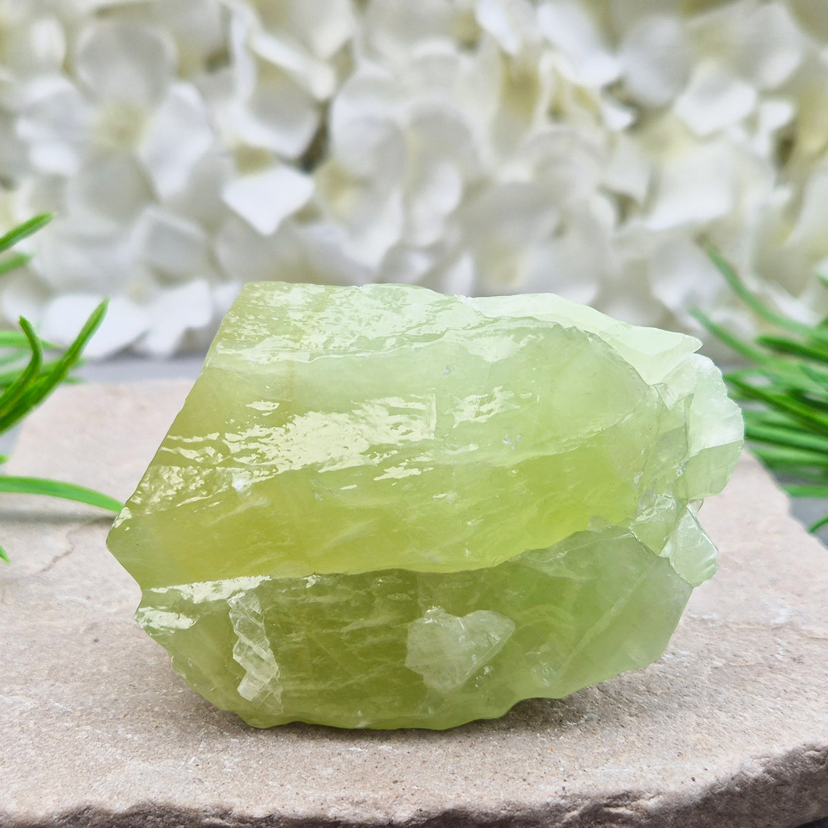 Natural Green Calcite chunk to support emotional release, fresh energy and a lighter mindset. A calming heart-centred stone for letting go and moving forward.