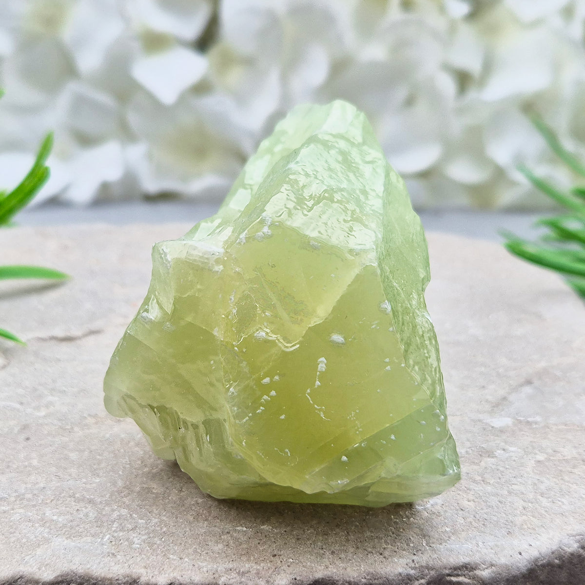 Natural Green Calcite chunk to support emotional release, fresh energy and a lighter mindset. A calming heart-centred stone for letting go and moving forward.