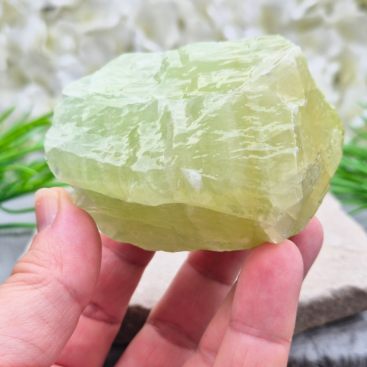 Natural Green Calcite chunk to support emotional release, fresh energy and a lighter mindset. A calming heart-centred stone for letting go and moving forward.
