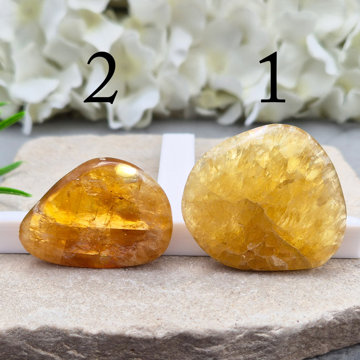 Honey Calcite Crystal Palm Stone