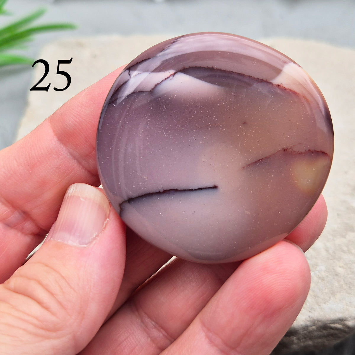 Mookaite palm stone from Western Australia. Supports change, confident choices and self-compassion. Smooth, pocket-sized crystal for meditation or gifting.