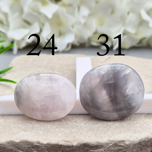 Shop Lunar Quartz palm stones. Boost confidence, ease emotions, and feel more connected to your inner guidance with this soothing crystal.