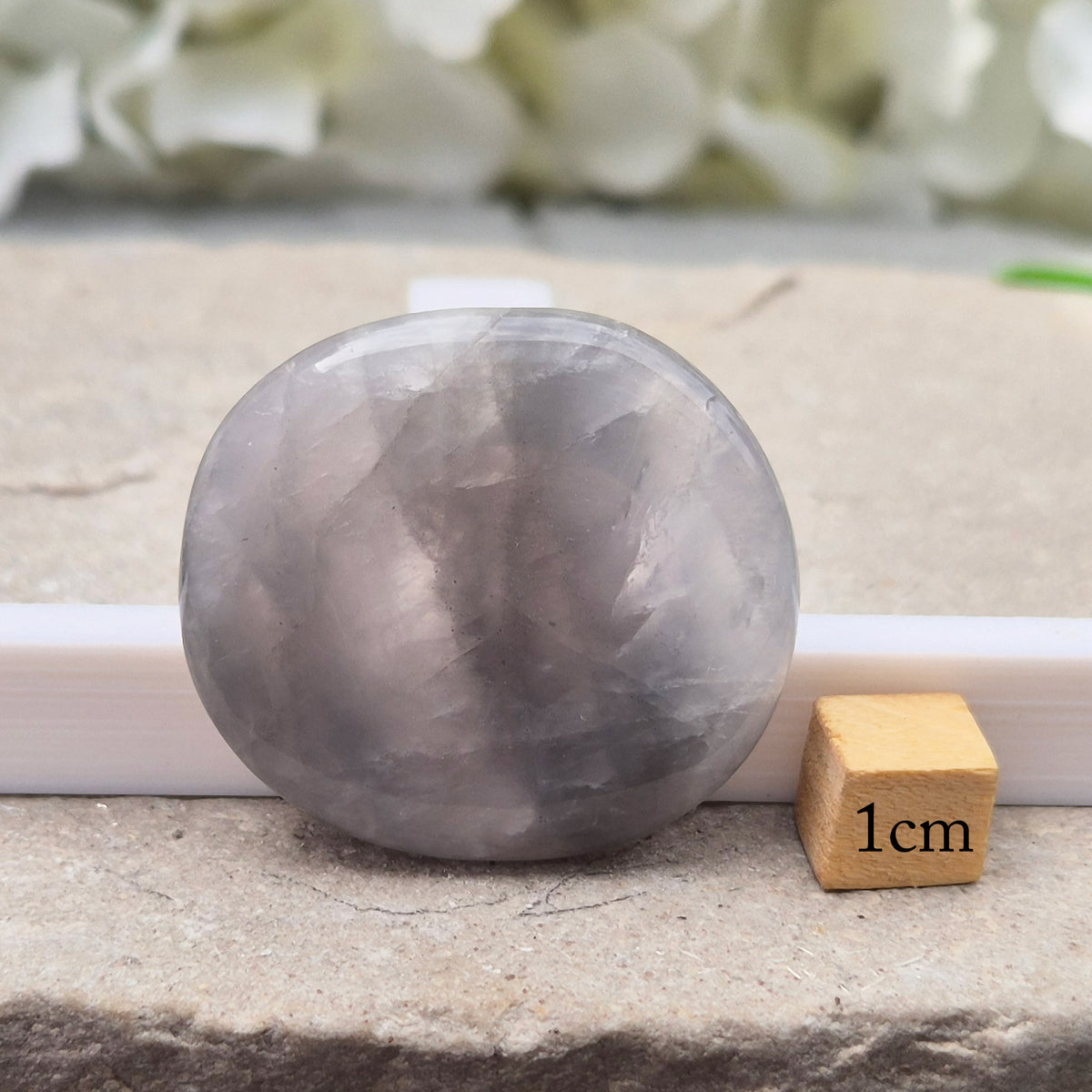 Lunar Quartz Crystal Palm Stone, Rose Quartz and Graphite Gemstone