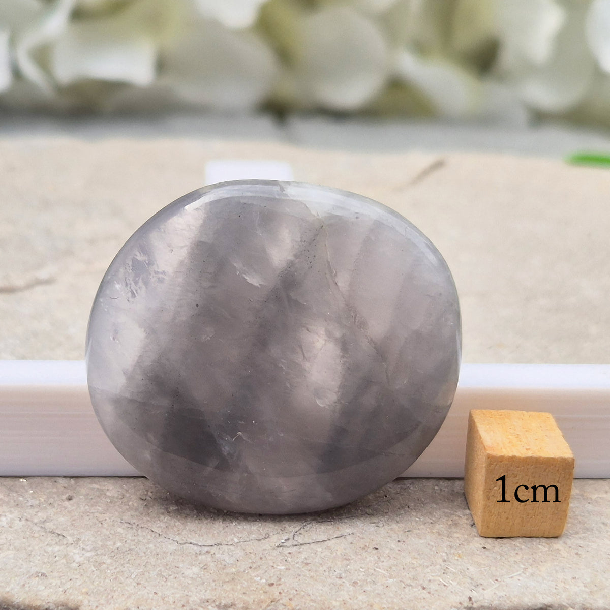 Lunar Quartz Crystal Palm Stone, Rose Quartz and Graphite Gemstone