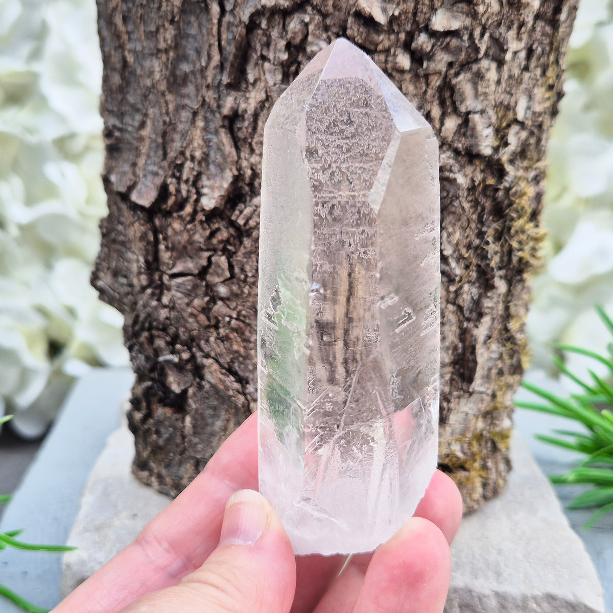 Natural Quartz Crystal Point from Brazil. Clear, natural quartz for focus, balance and energy work. Ideal for meditation, grids and crystal collections.