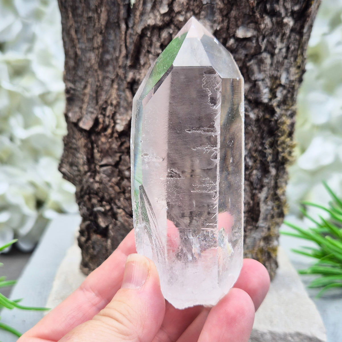 Natural Quartz Crystal Point from Brazil. Clear, natural quartz for focus, balance and energy work. Ideal for meditation, grids and crystal collections.