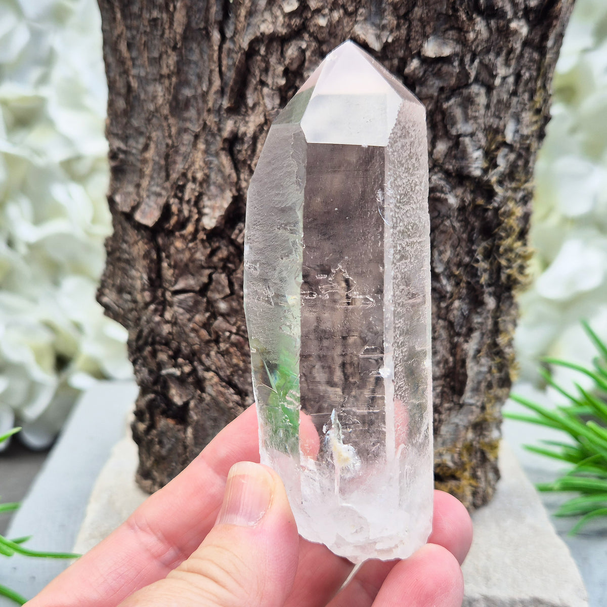 Natural Quartz Crystal Point from Brazil. Clear, natural quartz for focus, balance and energy work. Ideal for meditation, grids and crystal collections.