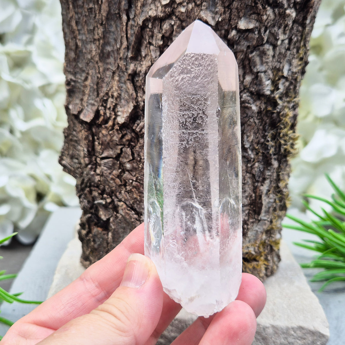 Natural Quartz Crystal Point from Brazil. Clear, natural quartz for focus, balance and energy work. Ideal for meditation, grids and crystal collections.