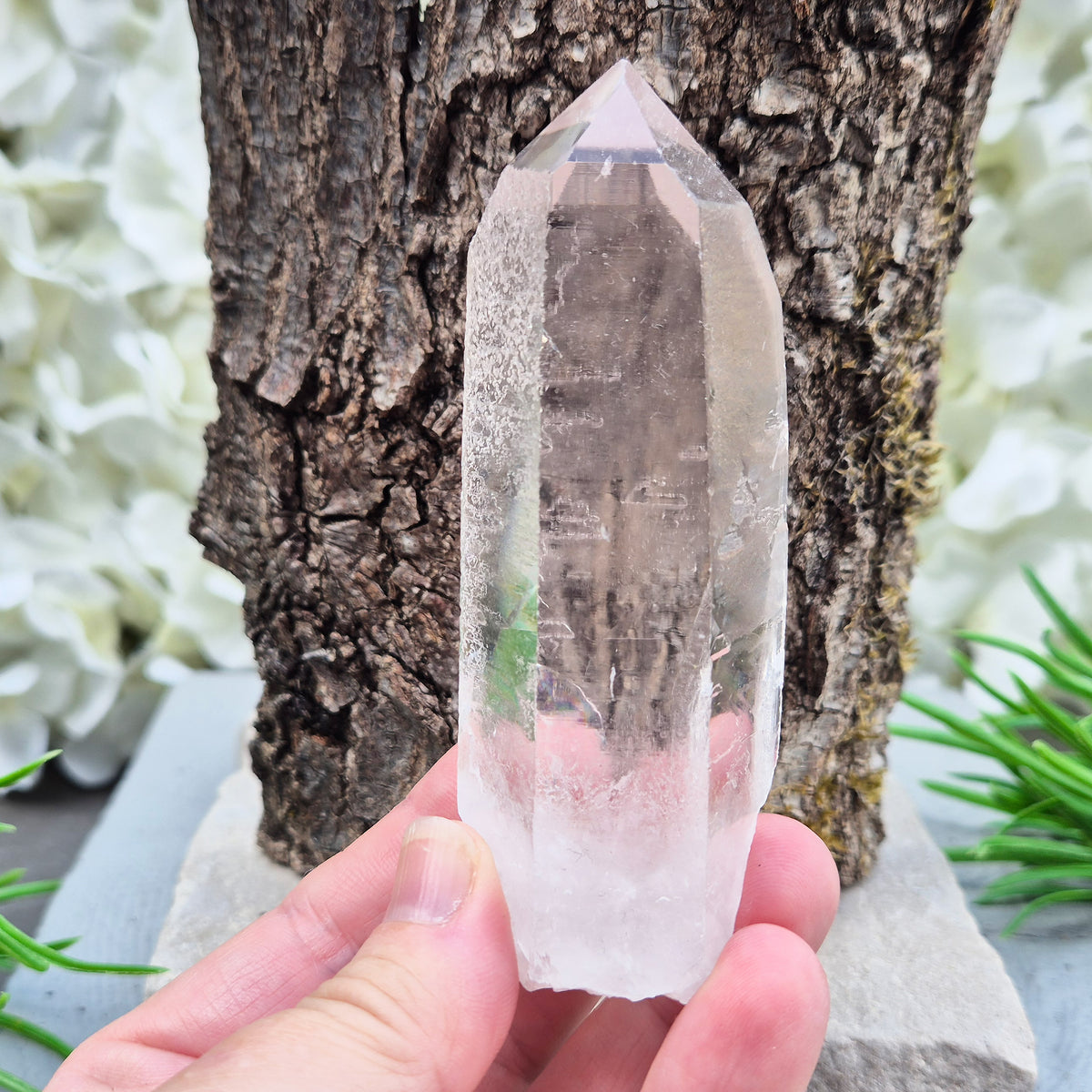 Natural Quartz Crystal Point from Brazil. Clear, natural quartz for focus, balance and energy work. Ideal for meditation, grids and crystal collections.