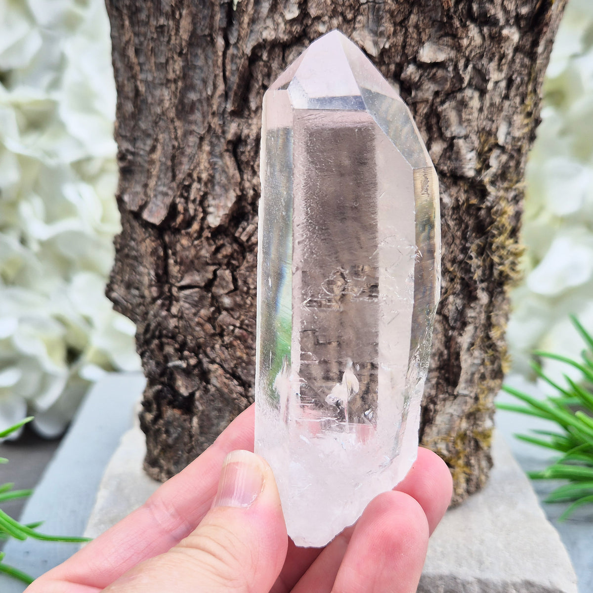 Natural Quartz Crystal Point from Brazil. Clear, natural quartz for focus, balance and energy work. Ideal for meditation, grids and crystal collections.