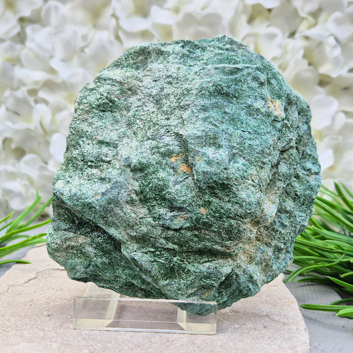 Natural Fuchsite crystal with a soft green shimmer. A calming stone often used to support emotional balance, heart energy and gentle renewal.