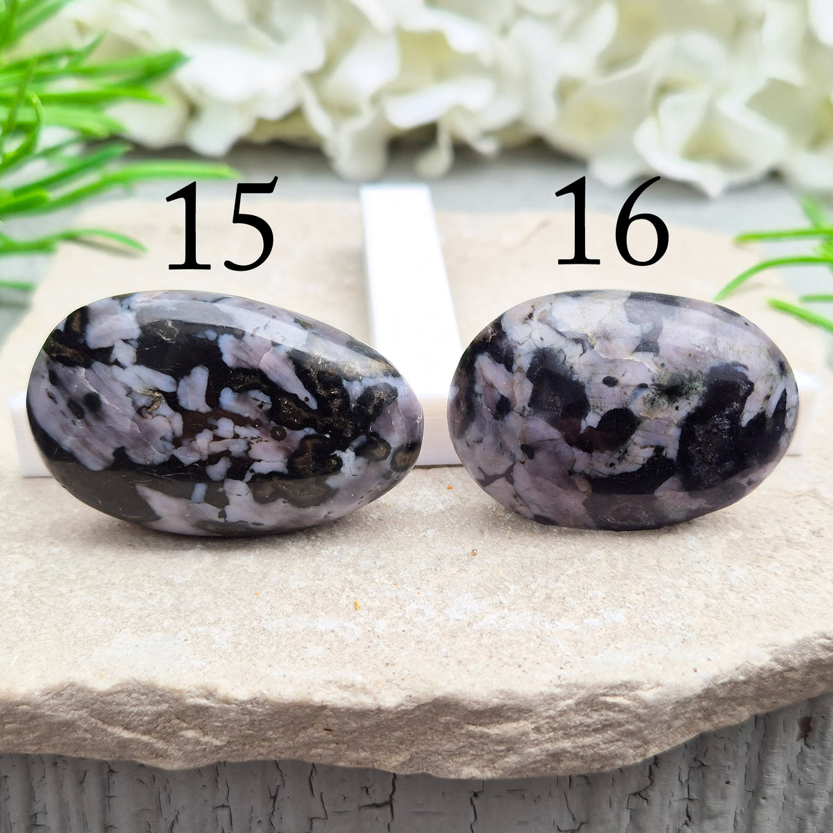 Indigo Gabbro palm stone for grounding, balancing energy, and supporting emotional awareness. Smooth, polished, perfect for meditation or holding.
