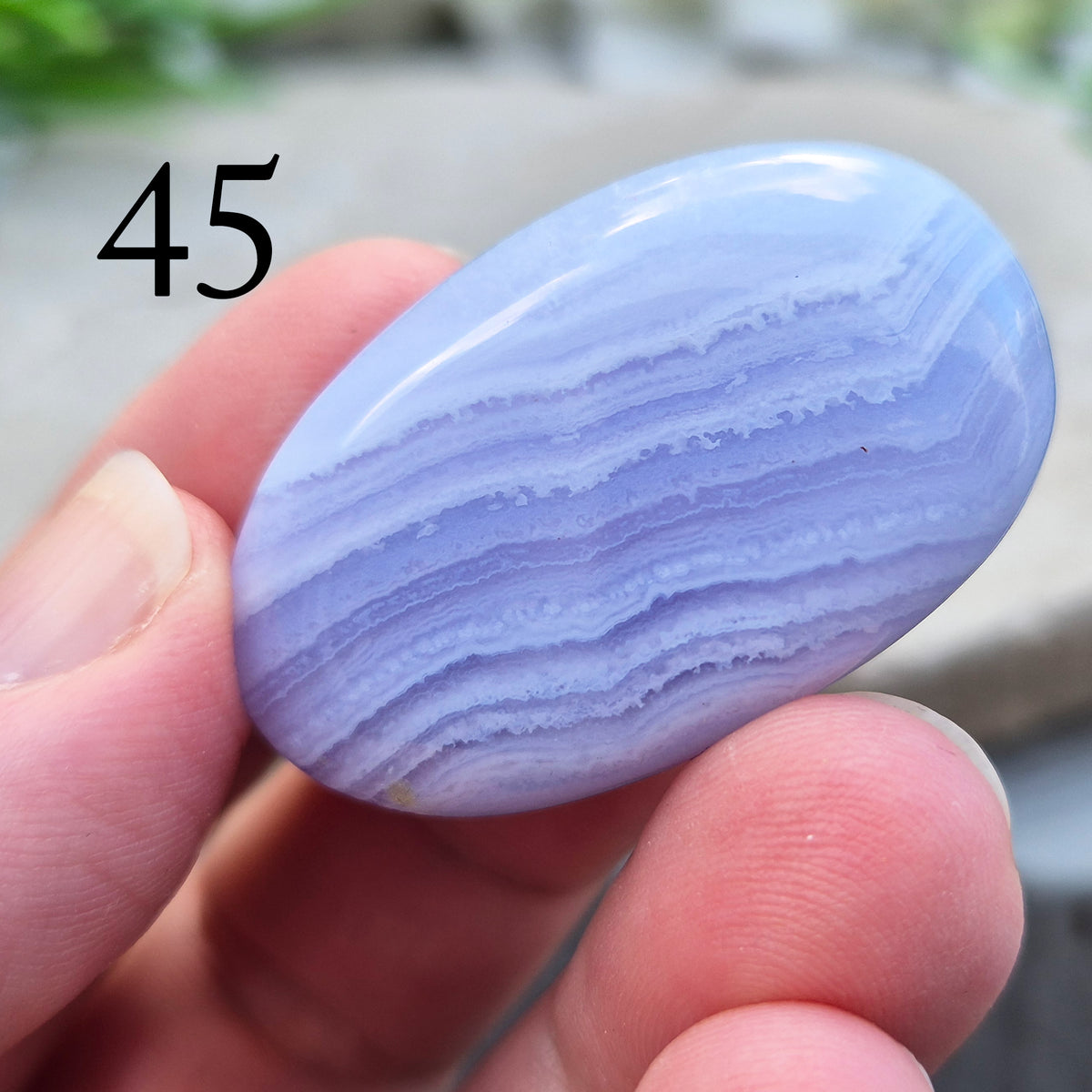 Blue Lace Agate Crystal Palm Stone