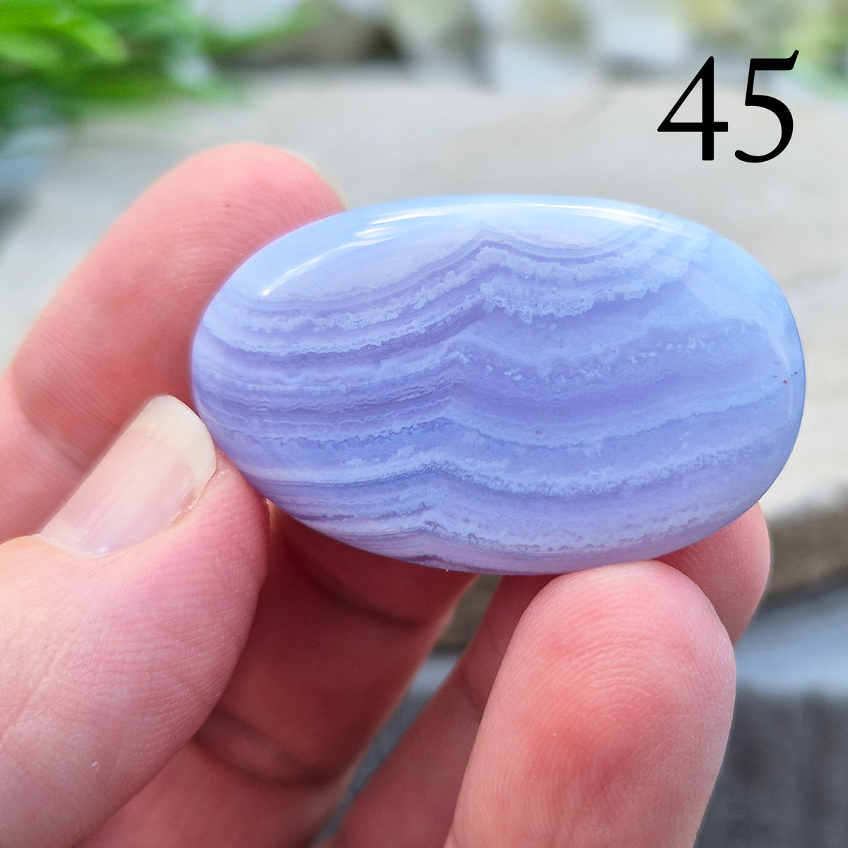 Blue Lace Agate Crystal Palm Stone