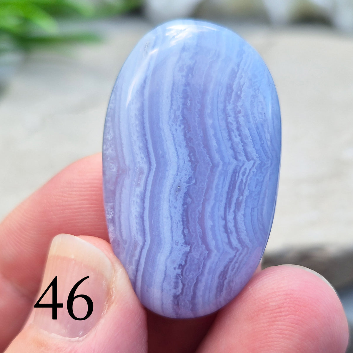 Blue Lace Agate Crystal Palm Stone