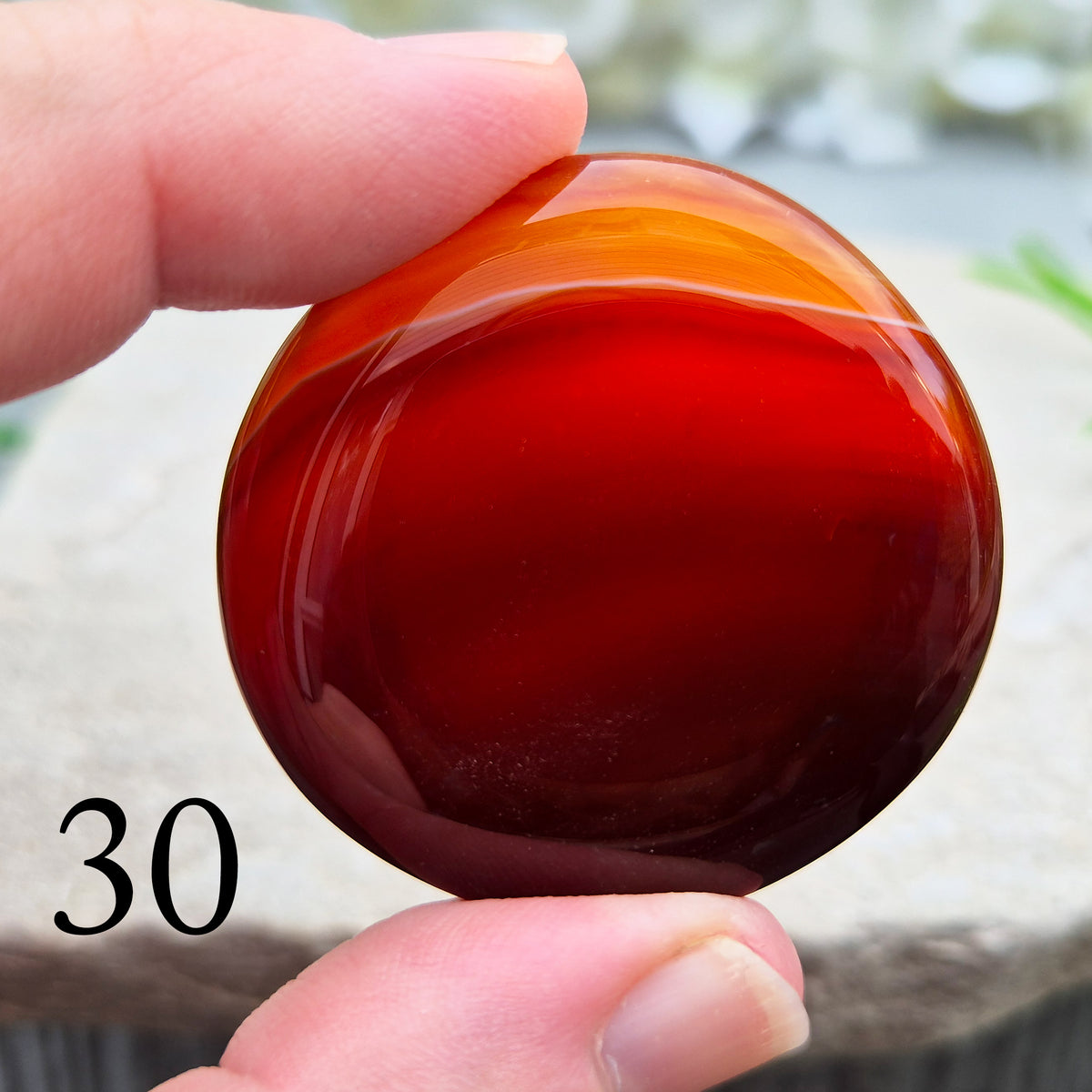 Banded Carnelian palm stone that is said to help Boost motivation, confidence and creativity. Grounding Root and Sacral crystal for energy and focus.