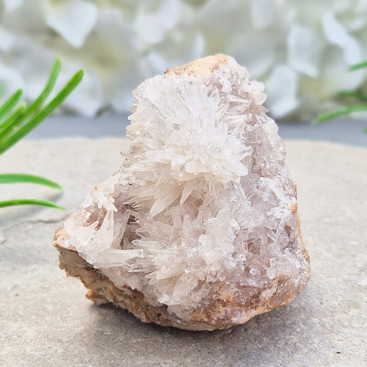 Needle Quartz Cluster from Indonesia – a master healer that amplifies energy, restores balance, and enhances focus, clarity, and spiritual growth. 