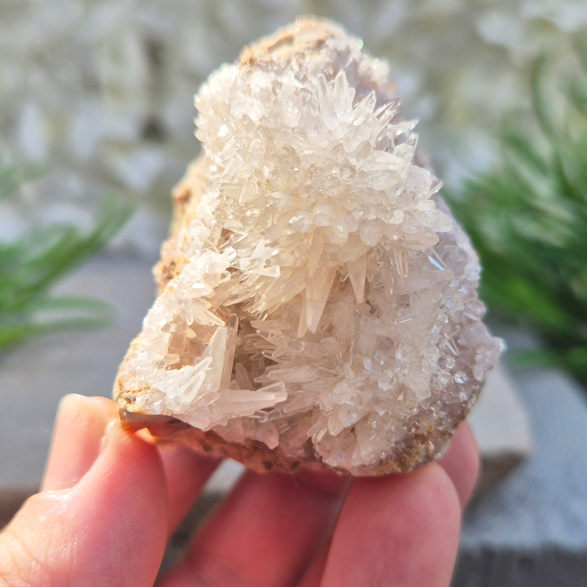 Needle Quartz Cluster from Indonesia – a master healer that amplifies energy, restores balance, and enhances focus, clarity, and spiritual growth. 