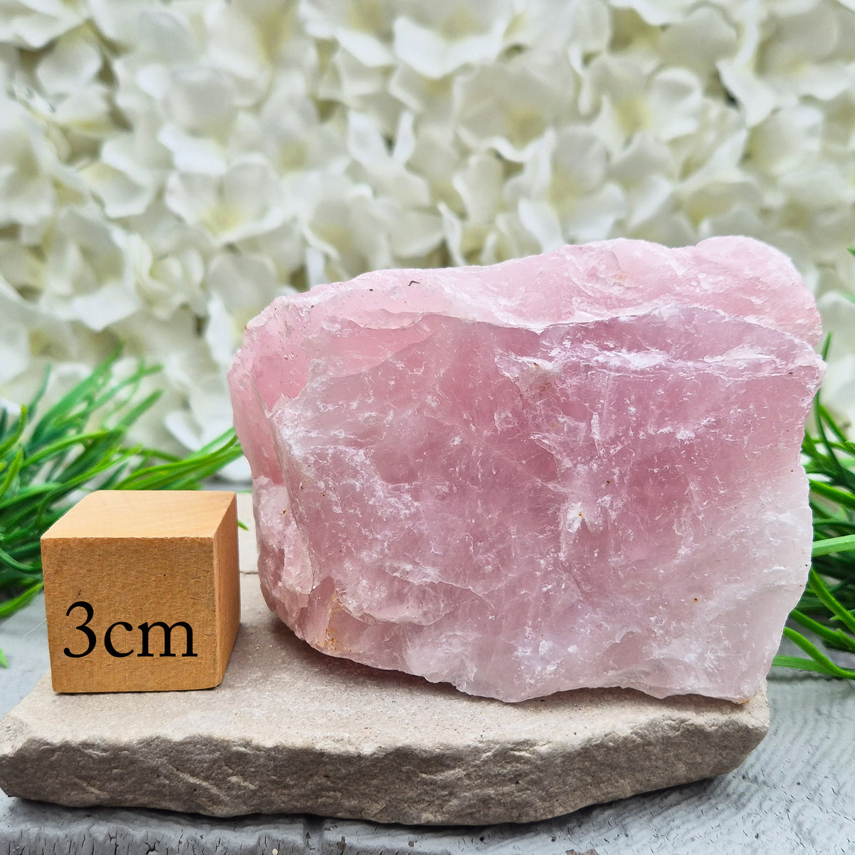 Natural Rose Quartz crystal to display in your home. Promotes calm, self-love, and emotional balance while bringing harmony to your space.