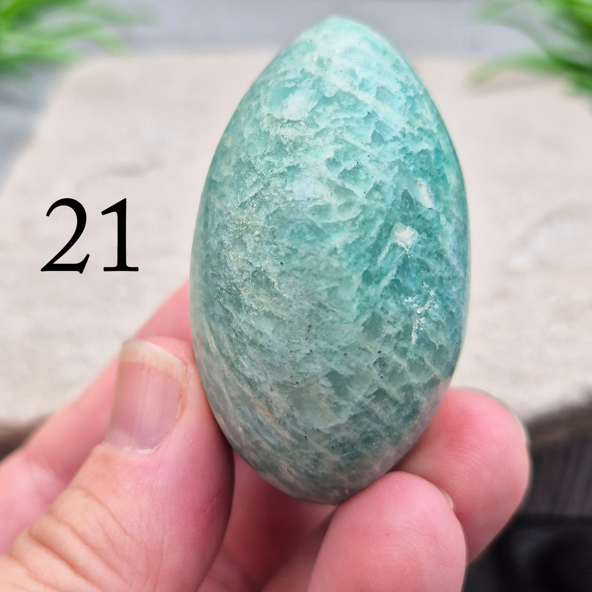 Polished Amazonite galets with calming, balanced energy. Ideal for easing stress, open communication, and supportive everyday use. 