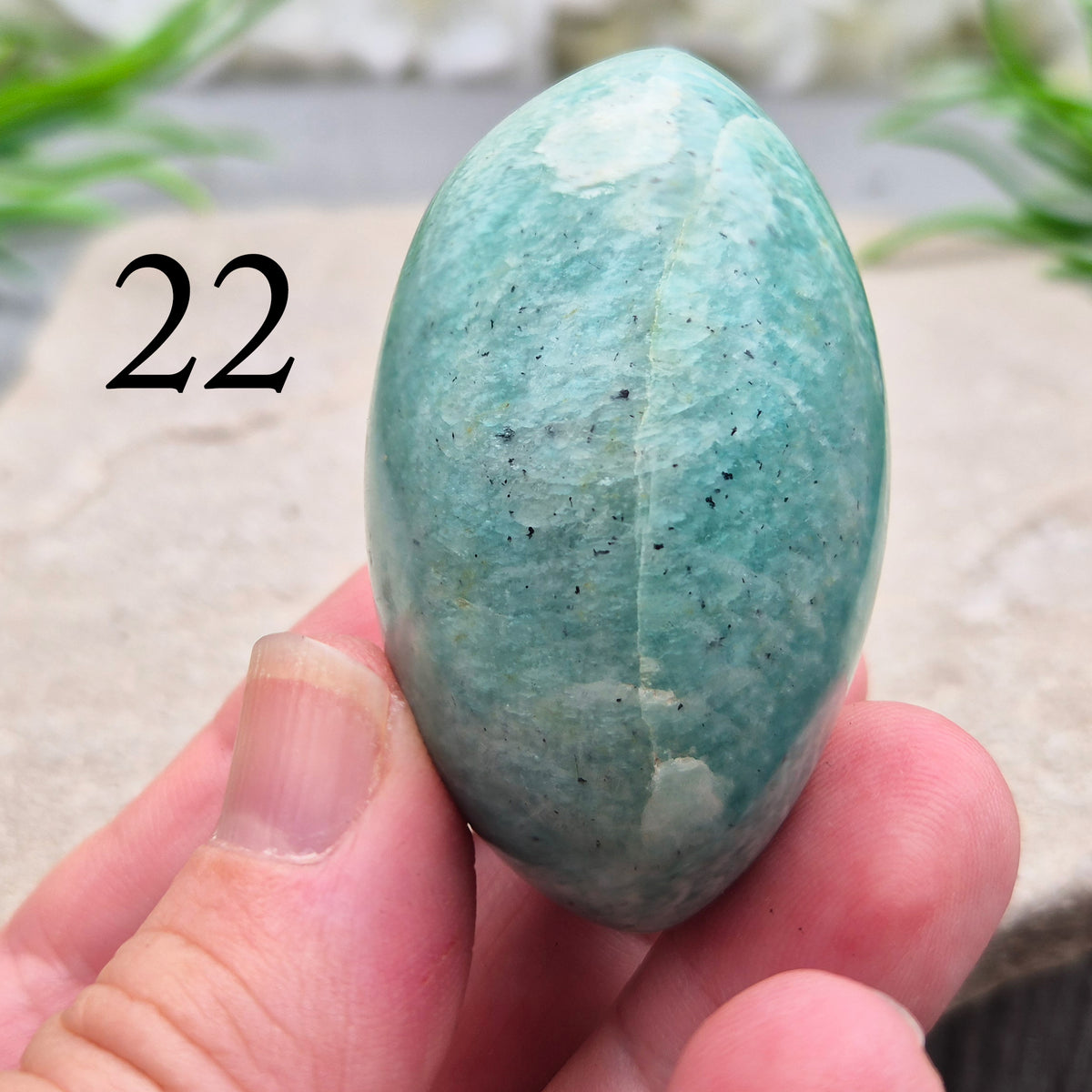 Polished Amazonite galets with calming, balanced energy. Ideal for easing stress, open communication, and supportive everyday use. 