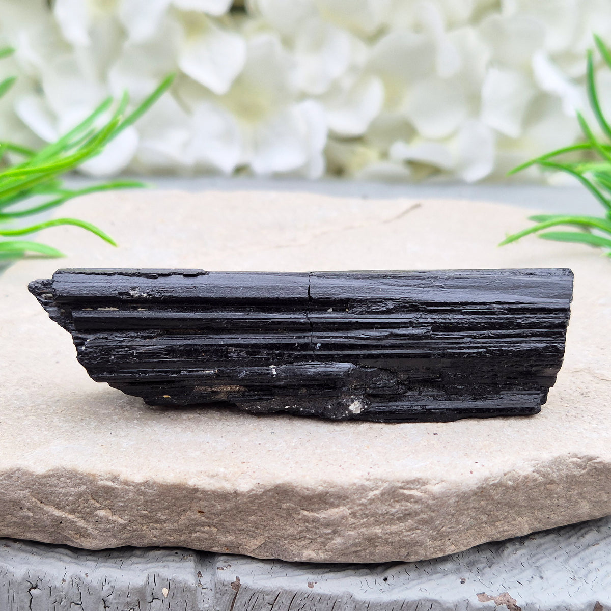 Natural Black Tourmaline crystal. Strong protective crystal that helps you feel safe, calm, clear-minded, and emotionally strong.