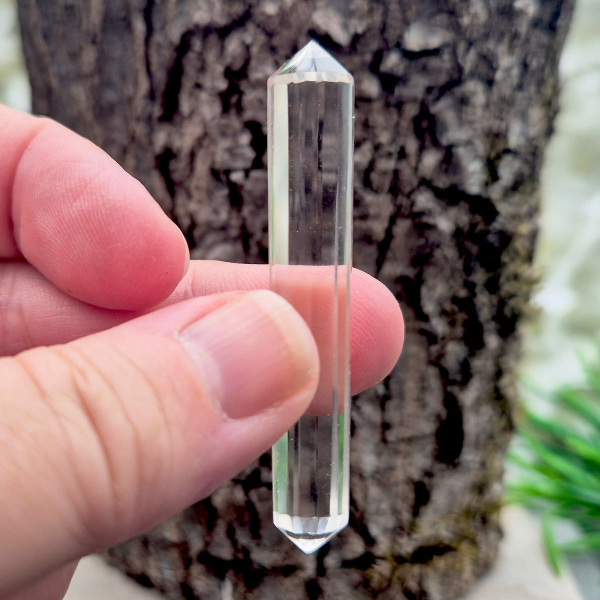 Mini 12-sided quartz wand, Vogel-style double terminated point. Known for focus, clarity and directing energy in meditation or energy work. 