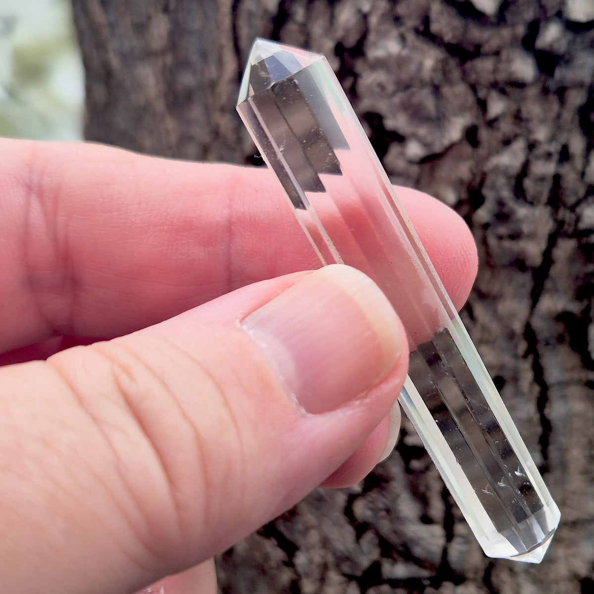 Mini 12-sided quartz wand, Vogel-style double terminated point. Known for focus, clarity and directing energy in meditation or energy work. 
