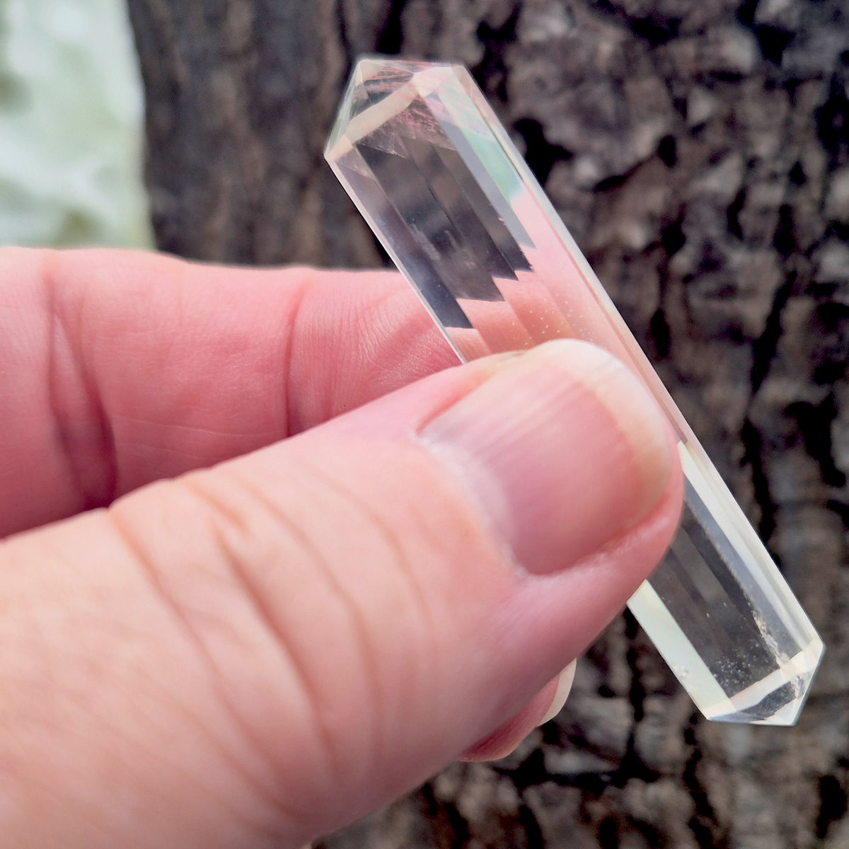 Mini 12-sided quartz wand, Vogel-style double terminated point. Known for focus, clarity and directing energy in meditation or energy work. 