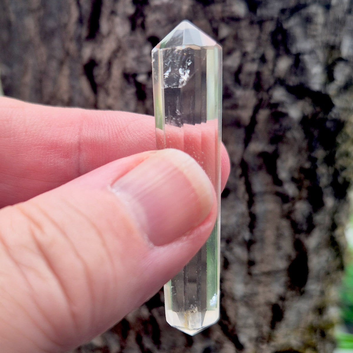 Mini 12-sided quartz wand, Vogel-style double terminated point. Known for focus, clarity and directing energy in meditation or energy work. 