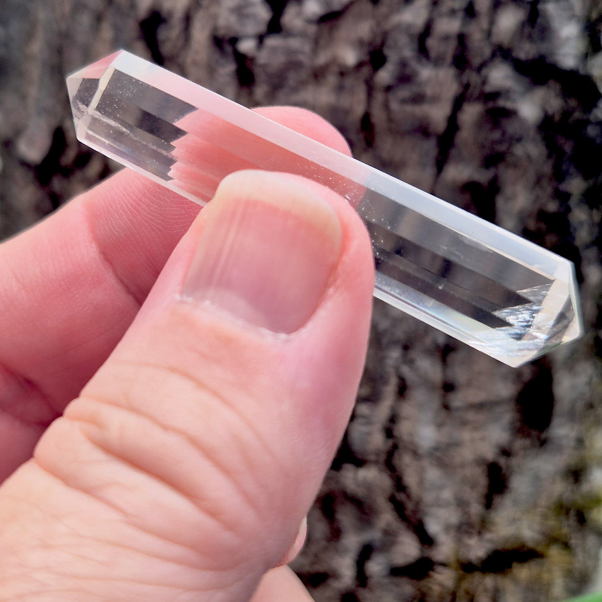 Mini 12-sided quartz wand, Vogel-style double terminated point. Known for focus, clarity and directing energy in meditation or energy work. 