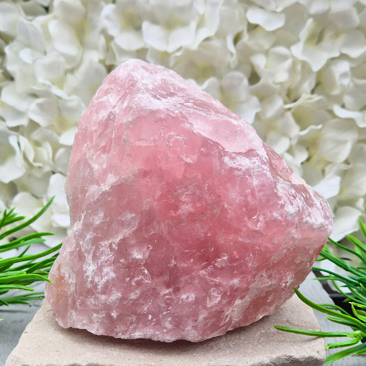 Natural Rose Quartz crystal from Namibia. Gentle stone of love that brings calm, emotional support, balance, and unconditional self-love. 