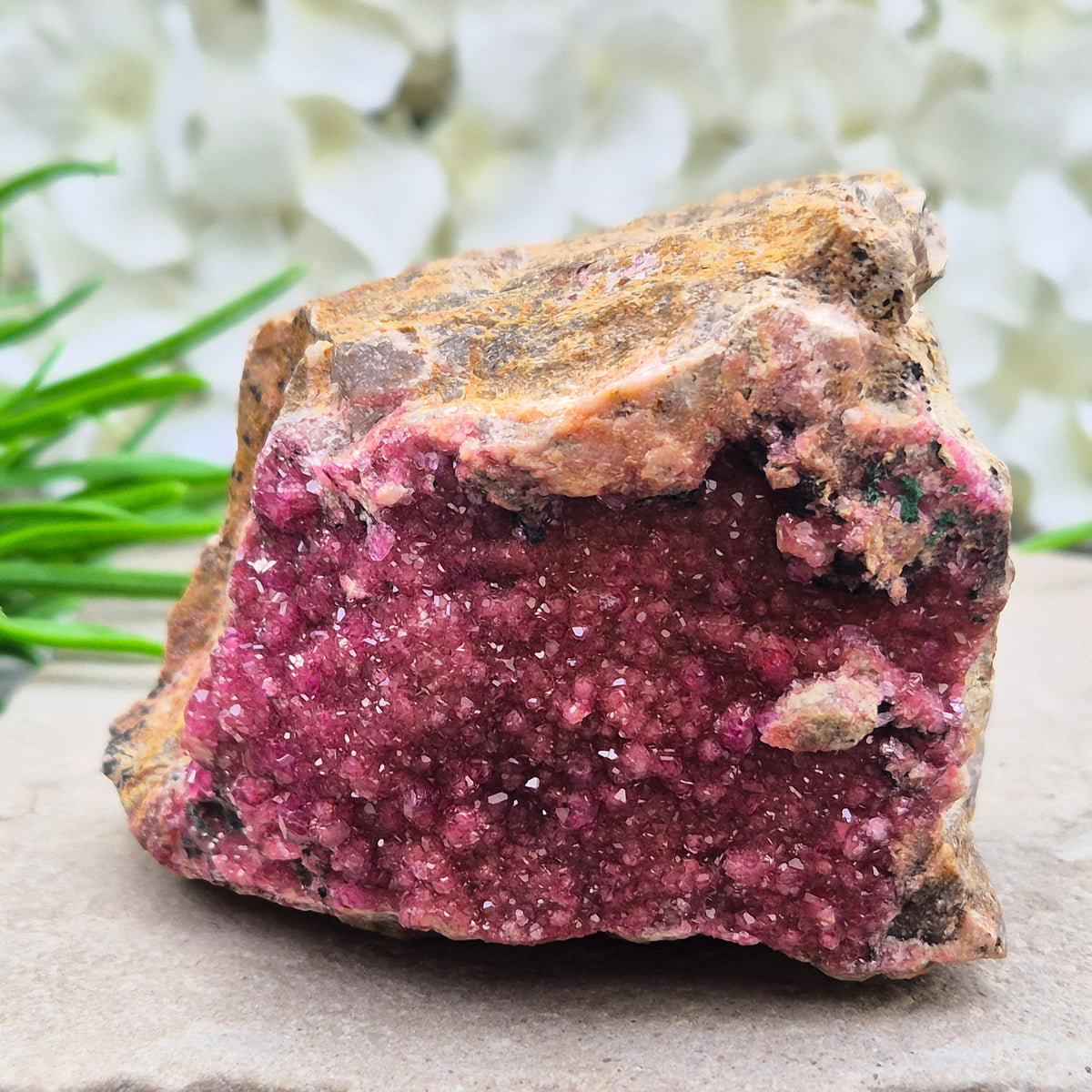 Sparkling Cobalto Calcite from Morocco. A striking pink crystal cluster linked with heart energy, emotional healing, and compassion after difficult times.
