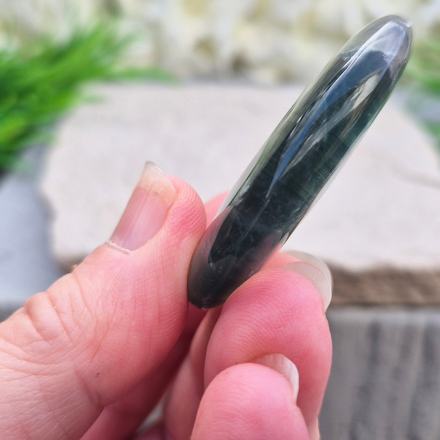 Fluorite Crystal Palm Stone, Green Fluorite