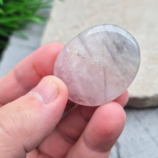 Lunar Rose Quartz Palm Stone, Crystal
