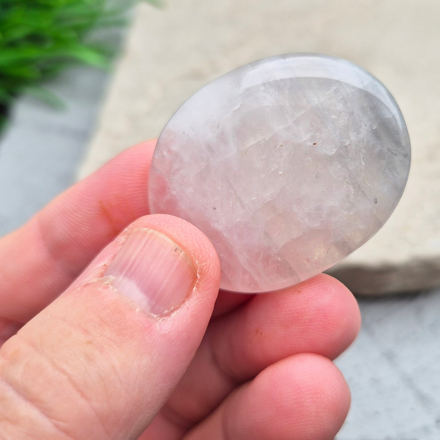 Lunar Rose Quartz Palm Stone, Crystal
