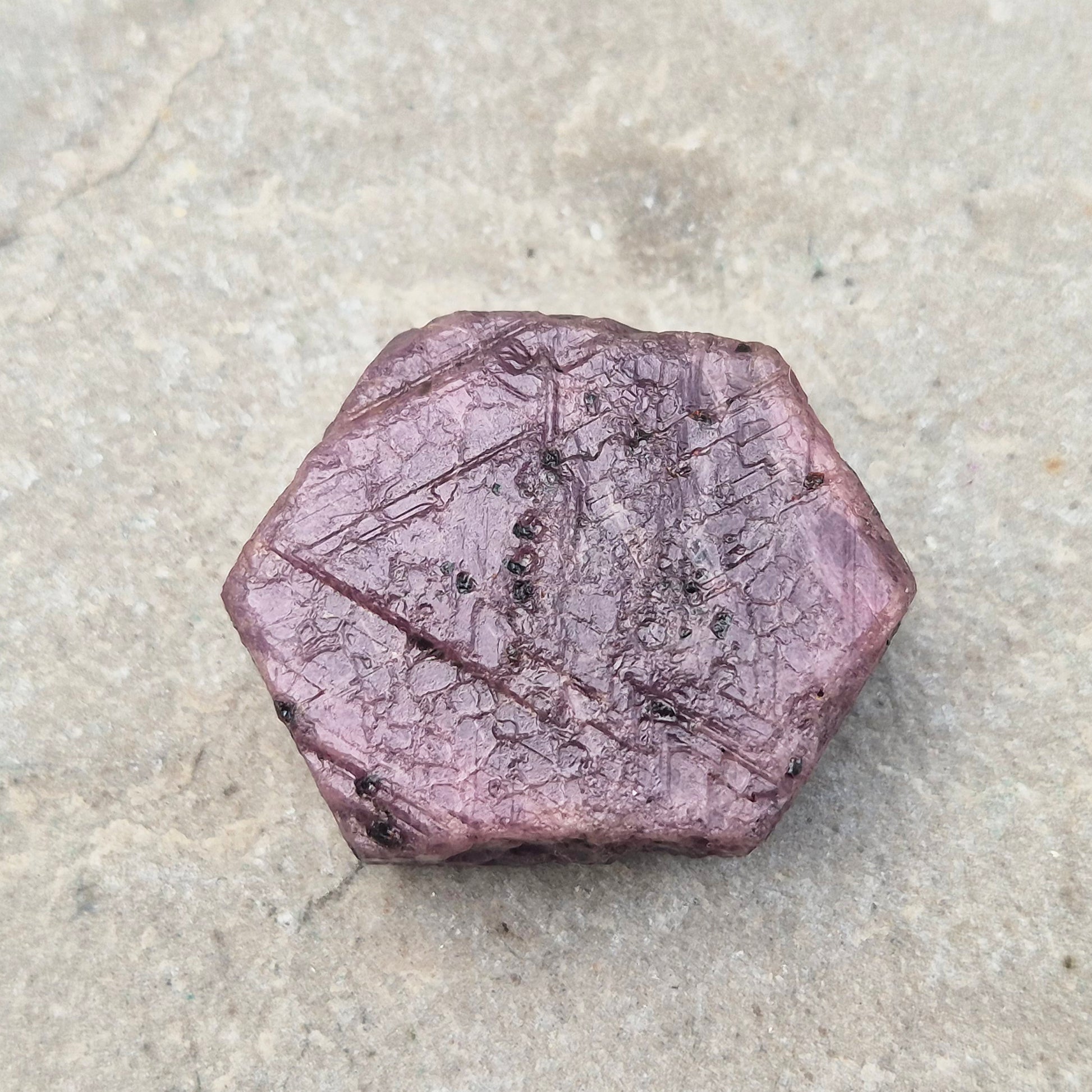 Rare Ruby Record Keeper with natural triangle markings. A deep healing stone for intuition, past life insight, courage, and soul truth.