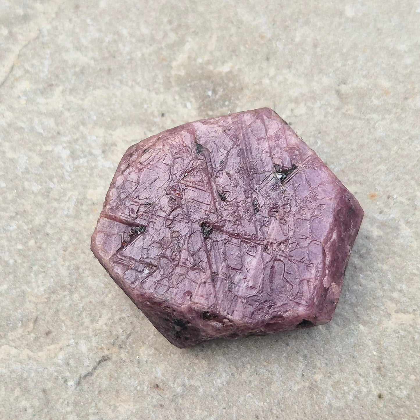 Rare Ruby Record Keeper with natural triangle markings. A deep healing stone for intuition, past life insight, courage, and soul truth.