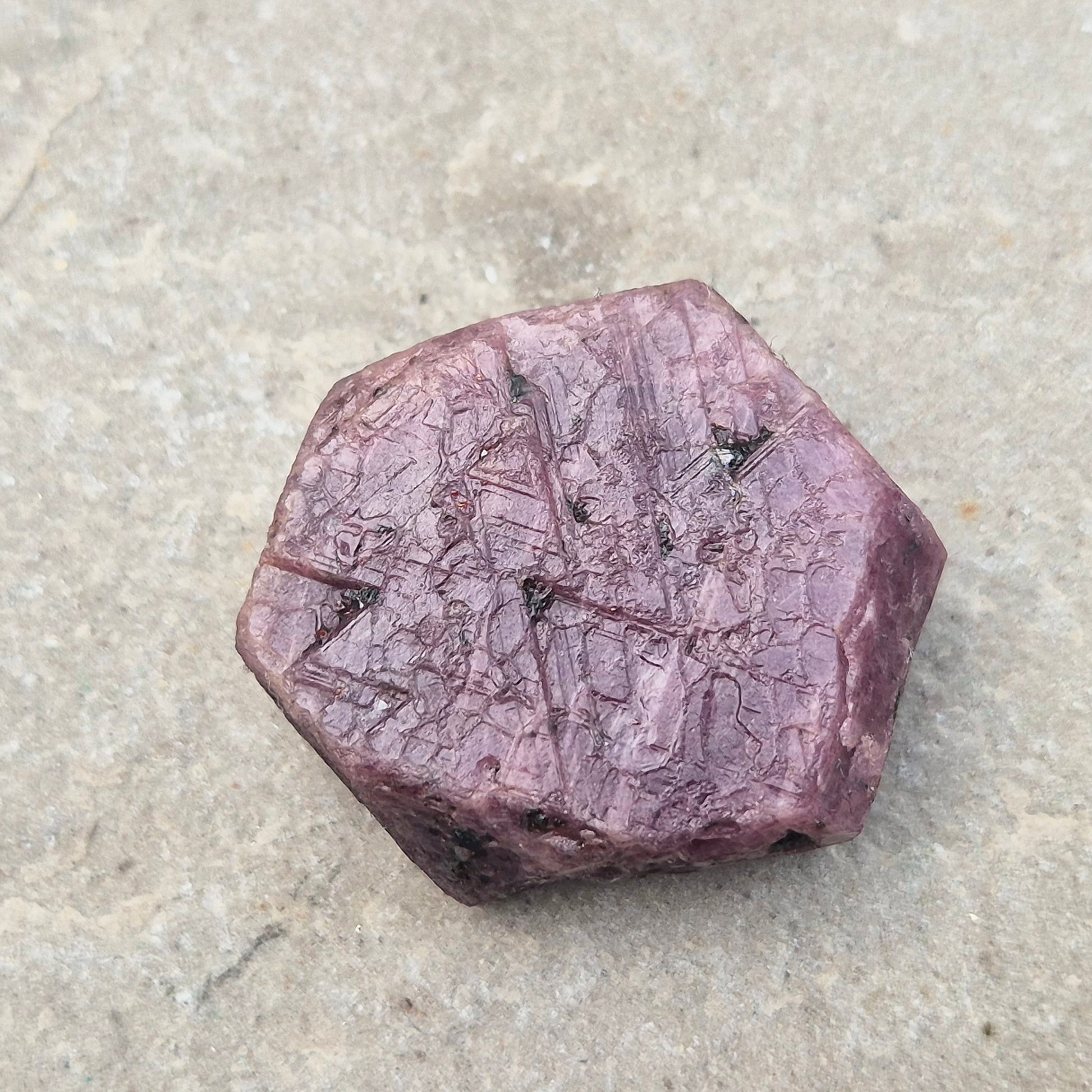 Rare Ruby Record Keeper with natural triangle markings. A deep healing stone for intuition, past life insight, courage, and soul truth.