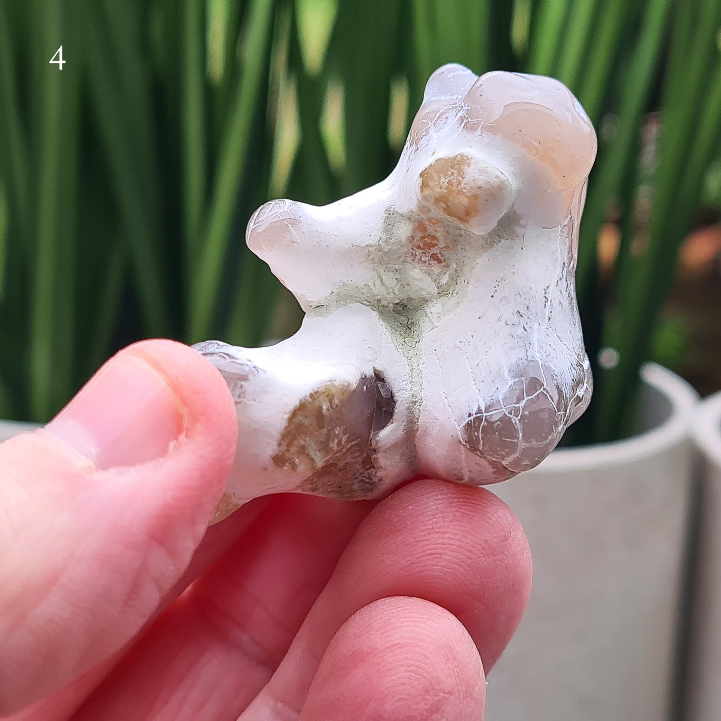 Rare natural Snakeskin Agate crystal with unique natural markings. Grounding, calming stone for self-acceptance and everyday balance.