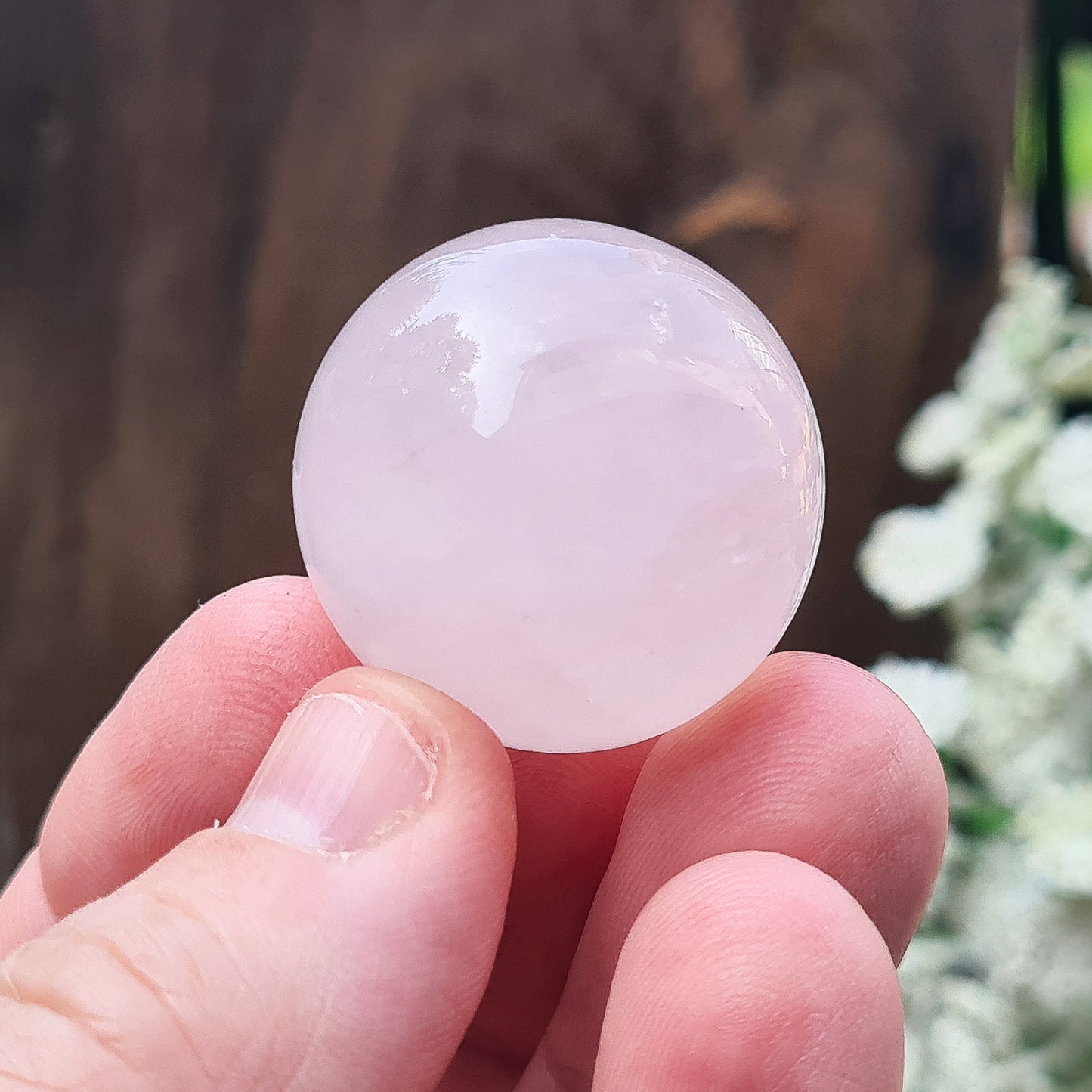 Rose Quartz Sphere, Rose Quartz Crystal Ball, Mini Sphere from Brazil. Does not come with a stand.